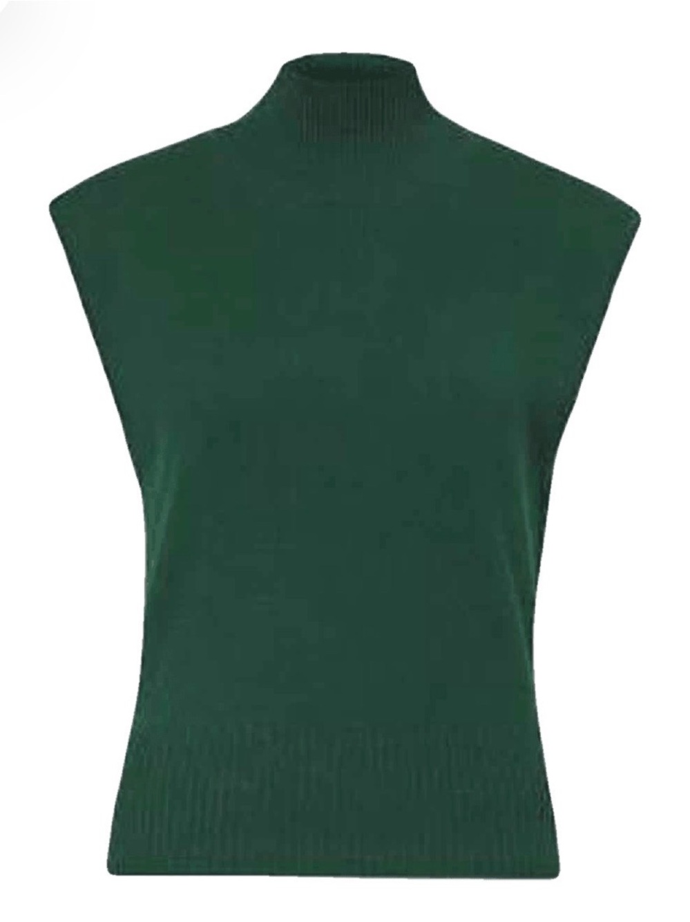 Reformation Cashmere Dark Green Sleeveless Turtleneck Sweater